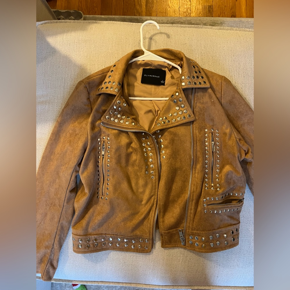 Suede jacket with silver studs